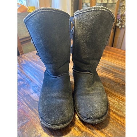 Bearpaw Boshie Womens Charcoal Grey Suede Knit Back Buckle Winter Boots Size 9 - Picture 2 of 15